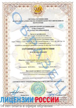 Образец сертификата соответствия Верхняя Пышма Сертификат ISO 14001