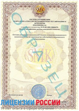Образец сертификата соответствия (приложение) Верхняя Пышма Сертификат ISO 13485